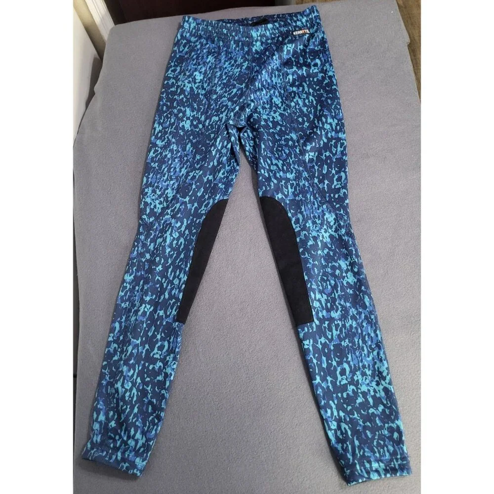 Kerrits Knee Patch Performance Tight Equestrian Pants Topaz Brushstroke Girls XL